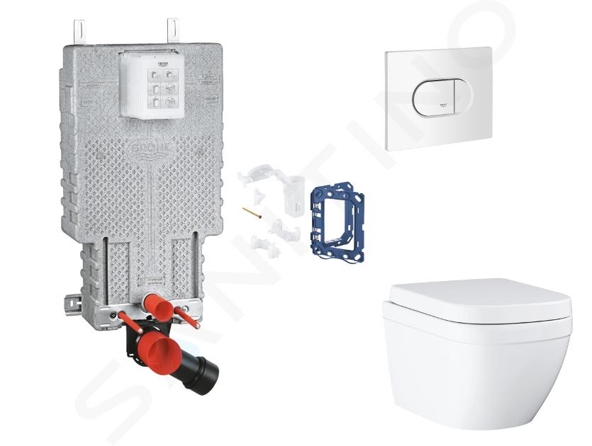 Grohe Uniset - Set bâti-support, cuvette, abattant SoftClose et plaque de déclenchement Arena Cosmopolitan et kit pour insertion de tablette, Triple Vortex, blanc alpin SANI15BB3122