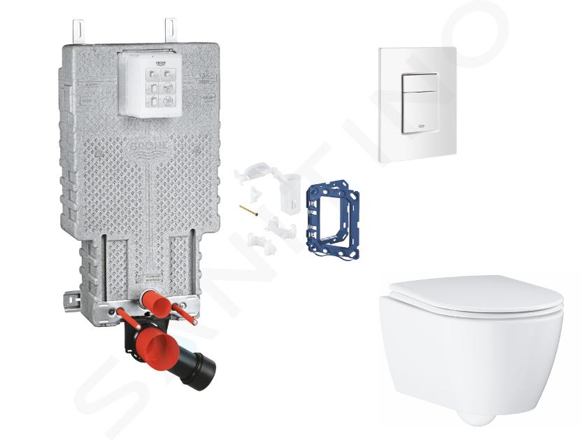 Grohe Uniset - Set predstenovej inštalácie, klozetu, dosky SoftClose, tlačidla Skate Cosmopolitan a súpravy na vhadzovanie tabliet, alpská biela SANI15BB3126