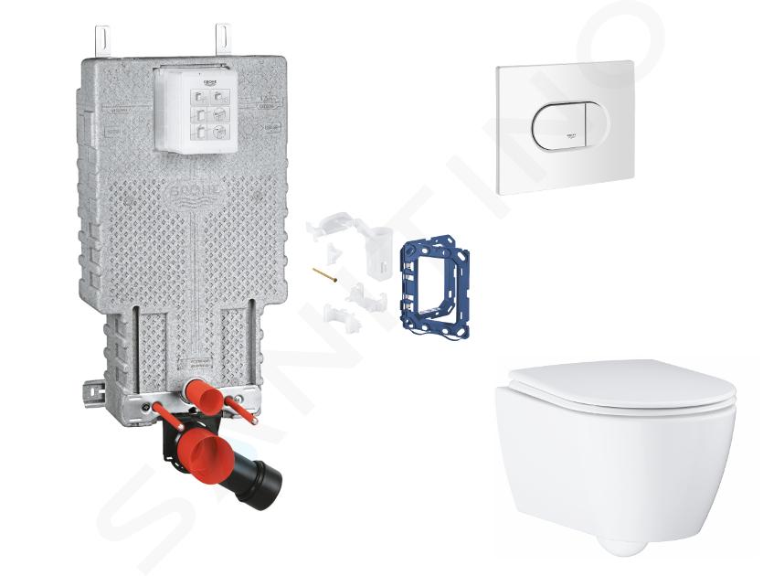 Grohe Uniset - Set bâti-support, cuvette, abattant SoftClose et plaque de déclenchement Arena Cosmopolitan et kit pour insertion de tablette, blanc alpin SANI15BB3128