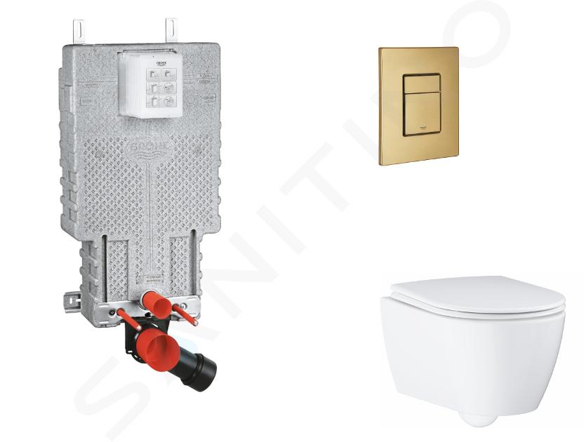 Grohe Uniset - Set bâti-support, cuvette, abattant SoftClose, plaque de déclenchement Skate Cosmopolitan, Cool Sunrise brossé SANI15BB4116