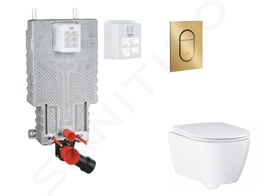 Grohe Uniset - Set předstěnové instalace, klozetu, sedátka SoftClose a tlačítka Arena Cosmopolitan S, kartáčovaný Cool Sunrise SANI15BB4119