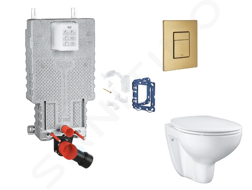 Grohe Uniset - Set předstěnové instalace, klozetu, sedátka SoftClose, tlačítka Skate Cosmopolitan a sady pro vhazování tablet, kartáčovaný Cool Sunrise SANI15BB4121