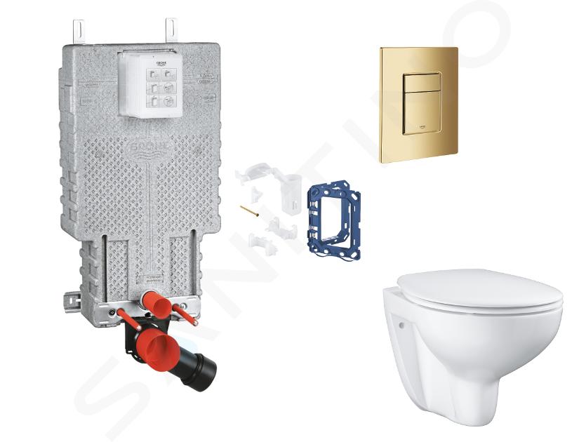 Grohe Uniset - Set předstěnové instalace, klozetu, sedátka SoftClose, tlačítka Skate Cosmopolitan a sady pro vhazování tablet, Cool Sunrise SANI15BB4122