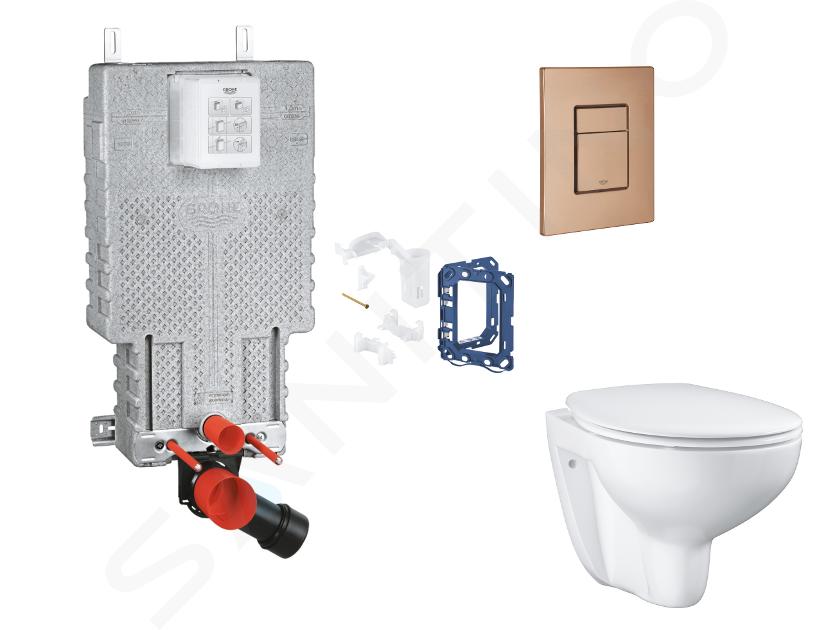 Grohe Uniset - Set bâti-support, cuvette, abattant SoftClose et plaque de déclenchement Skate Cosmopolitan et kit pour insertion de tablette, Warm Sunset Brossé SANI15BB4123