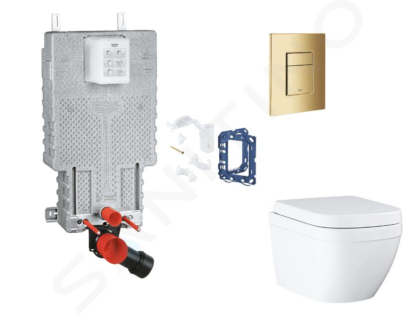 Grohe Uniset - Set bâti-support, cuvette, abattant SoftClose et plaque de déclenchement Skate Cosmopolitan et kit pour insertion de tablette, Triple Vortex, Cool Sunrise SANI15BB4125