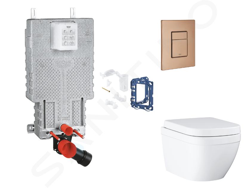 Grohe Uniset - Set bâti-support, cuvette, abattant SoftClose et plaque de déclenchement Skate Cosmopolitan et kit pour insertion de tablette, Triple Vortex, Warm Sunset Brossé SANI15BB4126