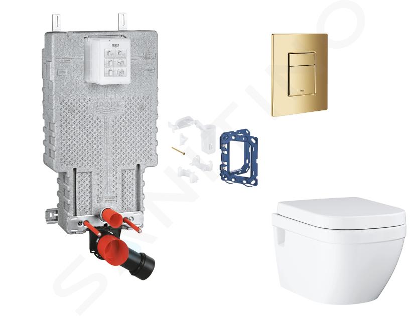 Grohe Uniset - Set bâti-support, cuvette, abattant SoftClose et plaque de déclenchement Skate Cosmopolitan et kit pour insertion de tablette, Cool Sunrise SANI15BB4128