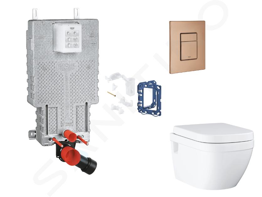 Grohe Uniset - Set bâti-support, cuvette, abattant SoftClose et plaque de déclenchement Skate Cosmopolitan et kit pour insertion de tablette, Warm Sunset Brossé SANI15BB4129