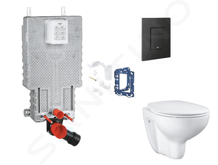 Grohe Uniset - Set předstěnové instalace, klozetu, sedátka SoftClose, tlačítka Even a sady pro vhazování tablet, phantom black SANI15BB5113