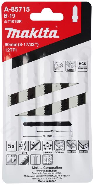 Makita Toebehoren - Set van zaagbladen 12 TPI, lengte 90 mm, 5 stuks A-85715