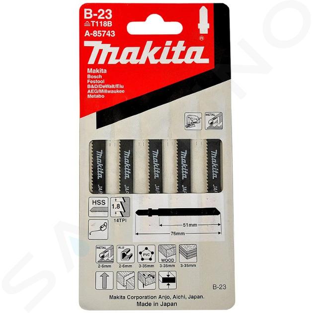 Makita Toebehoren - Set van zaagbladen 14 TPI, lengte 76 mm, 5 stuks A-85743