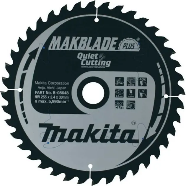Lame De Scie Circulaire Makita A-70340 260 Mm - 40 Dents Carbure - Pour Bois - Neuf