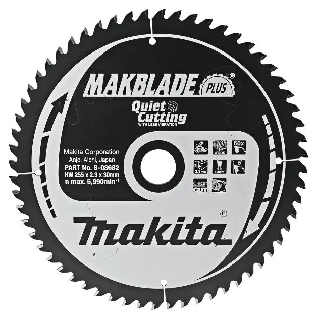 Levně Makita Příslušenství - Pilový kotouč na dřevo 255x30 mm, 60 zubů B-08682