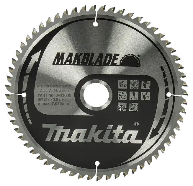 Levně Makita Příslušenství - Pilový kotouč na dřevo, 216x30 mm, 60 zubů B-32839