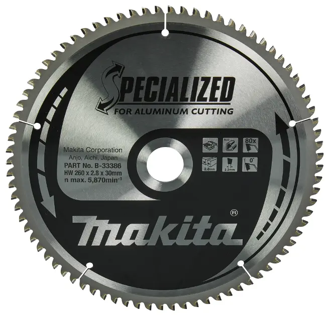 Levně Makita Příslušenství - Pilový kotouč na hliník 260x30 mm, 80 zubů B-33386