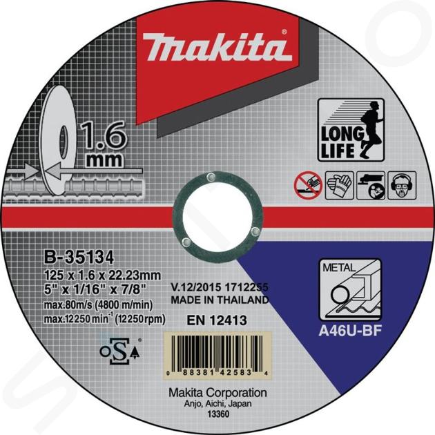 Makita Príslušenstvo - Rezný kotúč na kov 125x22,23 mm B-35134