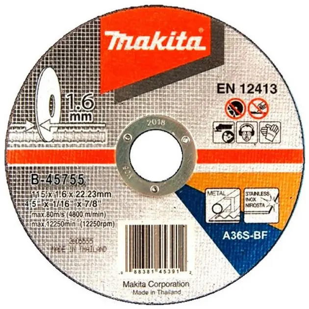 Makita Accesorios - Disco de corte para metal 115x22,2 mm B-45755