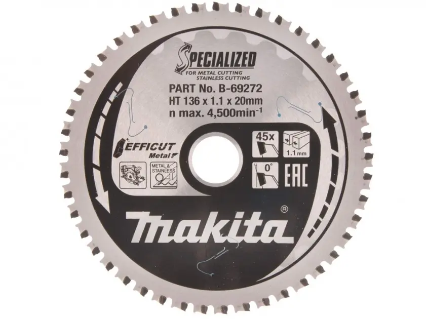 Makita Accesorii - Disc de fierăstrău pentru metal, 136x20 mm, 45 dinți B-69272