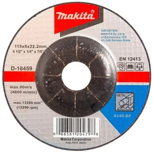Levně Makita Příslušenství - Brusný kotouč na kov 115x22,2 mm D-18459