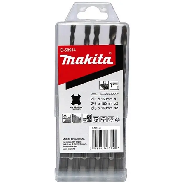 Makita Accesorios - Juego de brocas para mampostería SDS Plus de 5 piezas D-58914