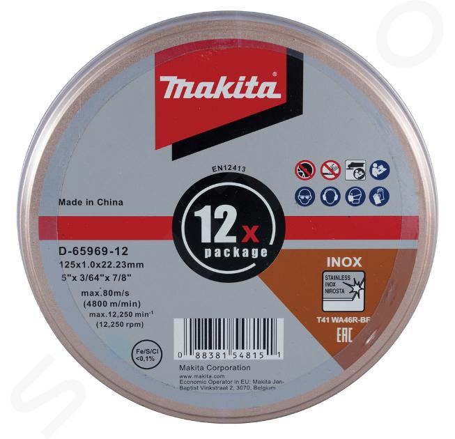 Makita Príslušenstvo - Súprava rezných kotúčov na nehrdzavejúcu oceľ 125x22,23 mm, 12 ks D-65969-12