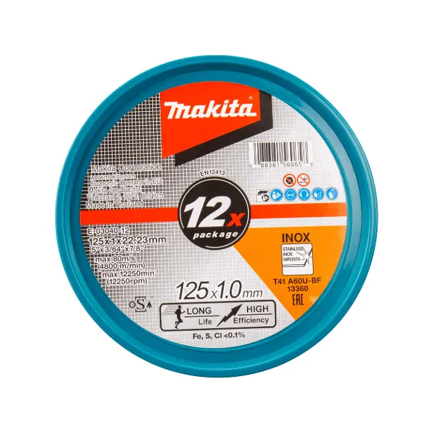 Makita - Tarcza tnąca do stali nierdzewnej 125x22,23 mm, 12 szt. E-03040-12