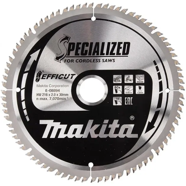 Levně Makita Příslušenství - Pilový kotouč na dřevo 216x30 mm, 80 zubů E-08894