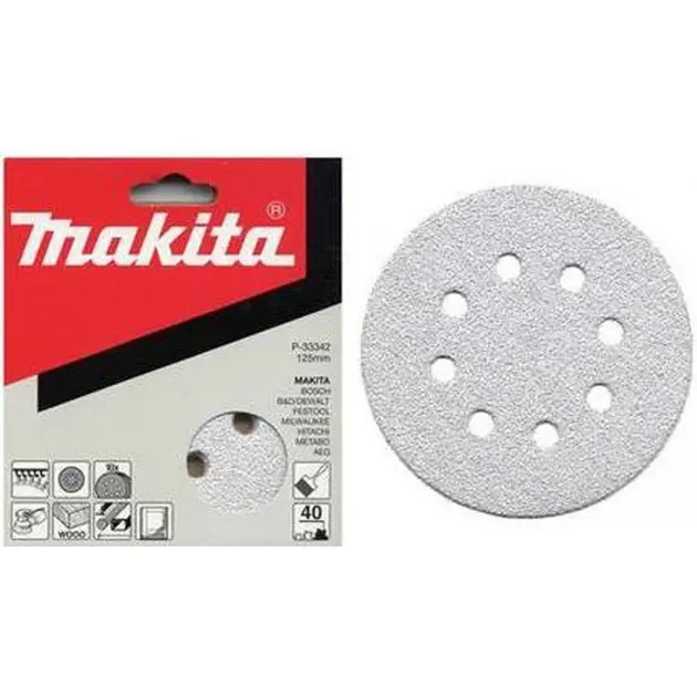 Levně Makita Příslušenství - Brusný papír K120, průměr 125 mm, 10 ks P-33386