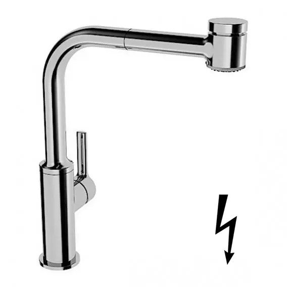 Hansa Ronda - Spültisch-Einhebelmischer mit ausziehbarer Brause, für drucklose Warmwasserbereiter, Chrom 55231103