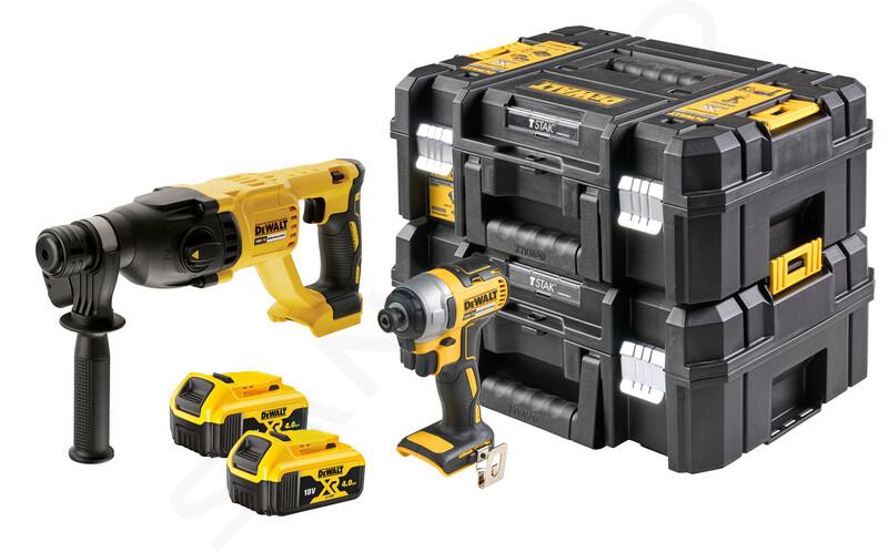 DeWALT Náradie - 18V AKU súprava rázového uťahovača a kombinovaného kladiva, 2x aku 4,0 Ah XR, nabíjačka DCK2023M2T