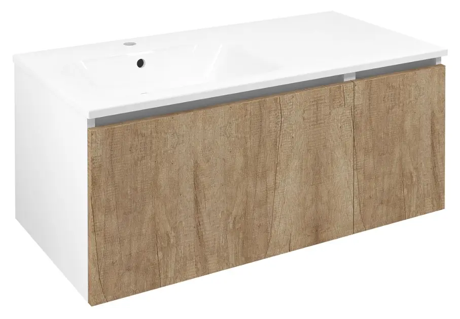 Levně Sapho Lorea - Umyvadlová skříňka 100x46x52 cm, 1x dvířka, 1x zásuvka, levá, dub alabama/matná bílá LE070-2231-L-02