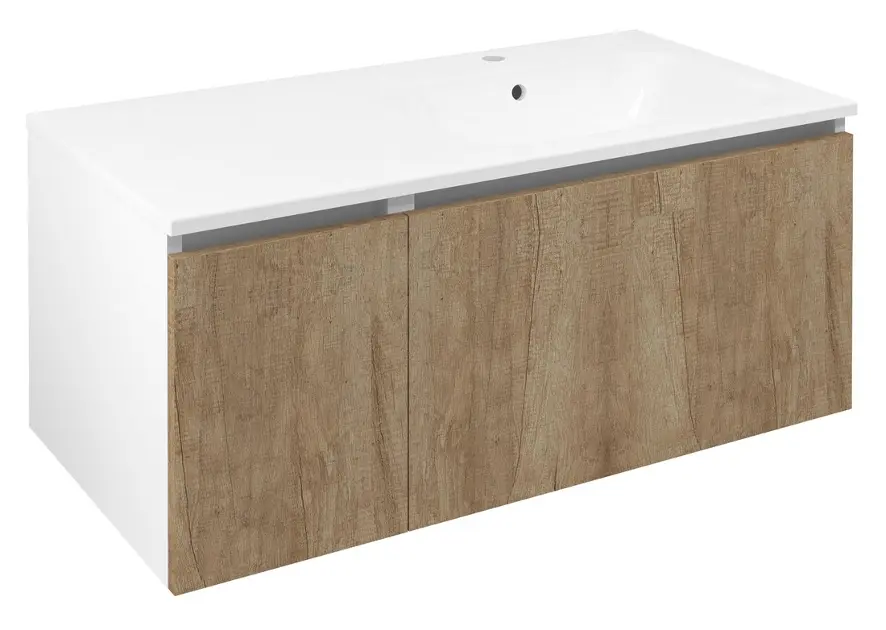 Levně Sapho Lorea - Umyvadlová skříňka 100x46x52 cm, 1x dvířka, 1x zásuvka, pravá, dub alabama/matná bílá LE070-2231-R-02