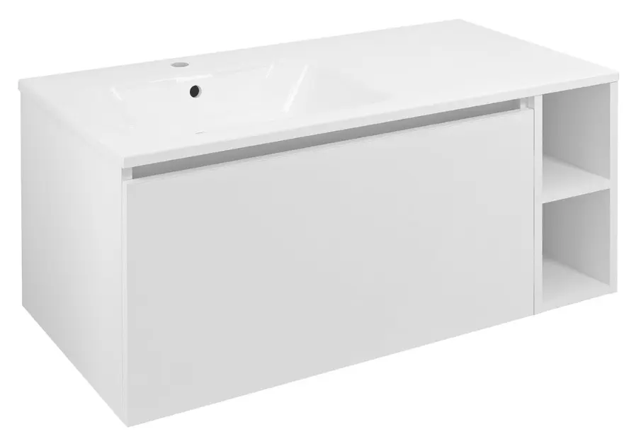 Levně Sapho Lorea - Umyvadlová skříňka 100x46x52 cm, 1x dvířka, 1x zásuvka, levá, matná bílá LE080-3131-L-01
