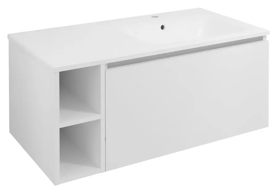 Levně Sapho Lorea - Umyvadlová skříňka 100x46x52 cm, 1x dvířka, 1x zásuvka, pravá, matná bílá LE080-3131-R-01