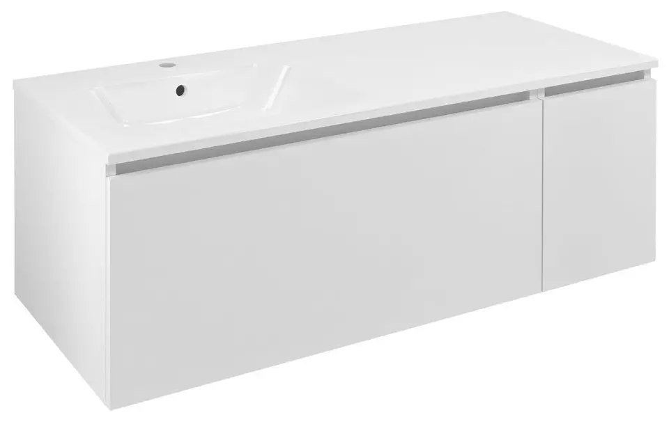 Sapho Lorea - Шкаф за мивка 120x46x52 см, 1 врата, 1 чекмедже, ляв, матово бял LE090-3131-L-01