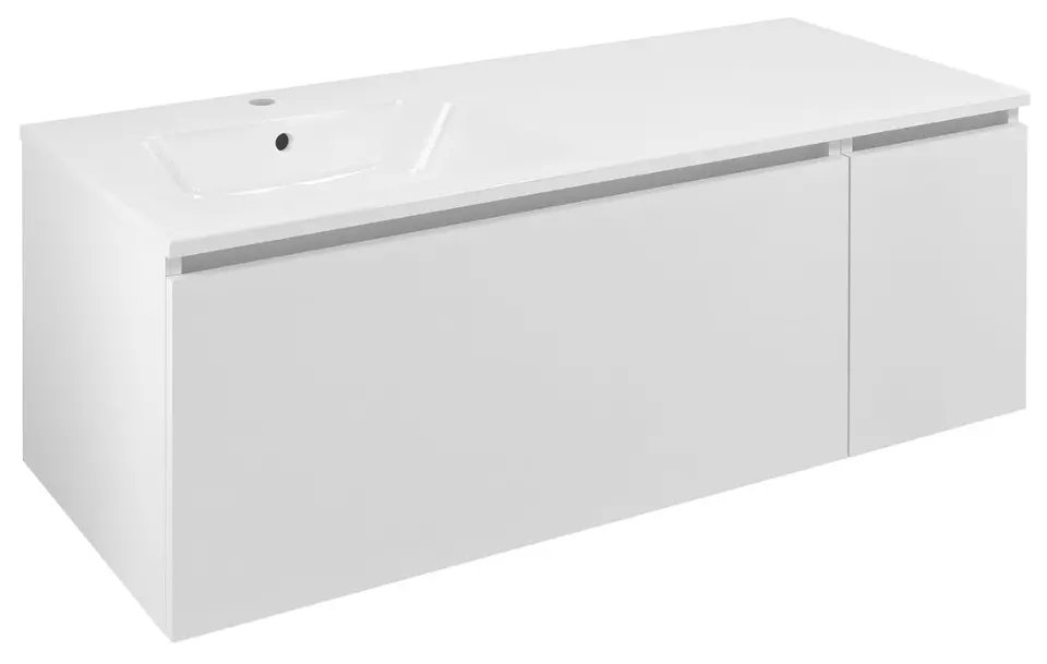 Levně Sapho Lorea - Umyvadlová skříňka 120x46x52 cm, 1x dvířka, 1x zásuvka, levá, matná bílá LE090-3131-L-01