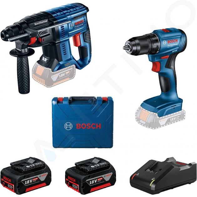 Bosch Nářadí - 18V AKU sada vrtacího kladiva a vrtačky, 2x aku 4,0 Ah Li-Ion, nabíječka 0615990N20