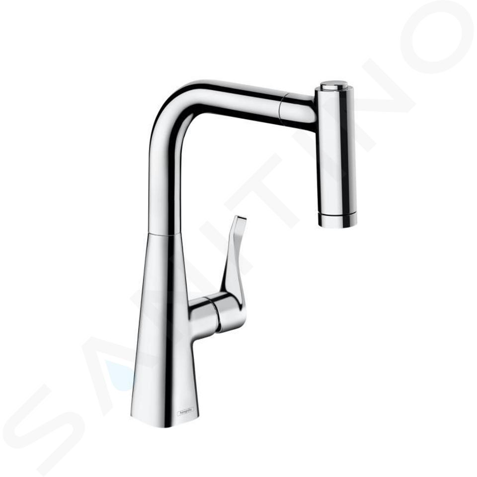 Hansgrohe Metris - Grifo de fregadero con ducha extraíble, cromo 14834000