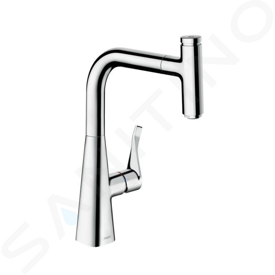 Hansgrohe Metris Select - Grifo monomando de fregadero 240 con caño extraíble, cromo 14857000