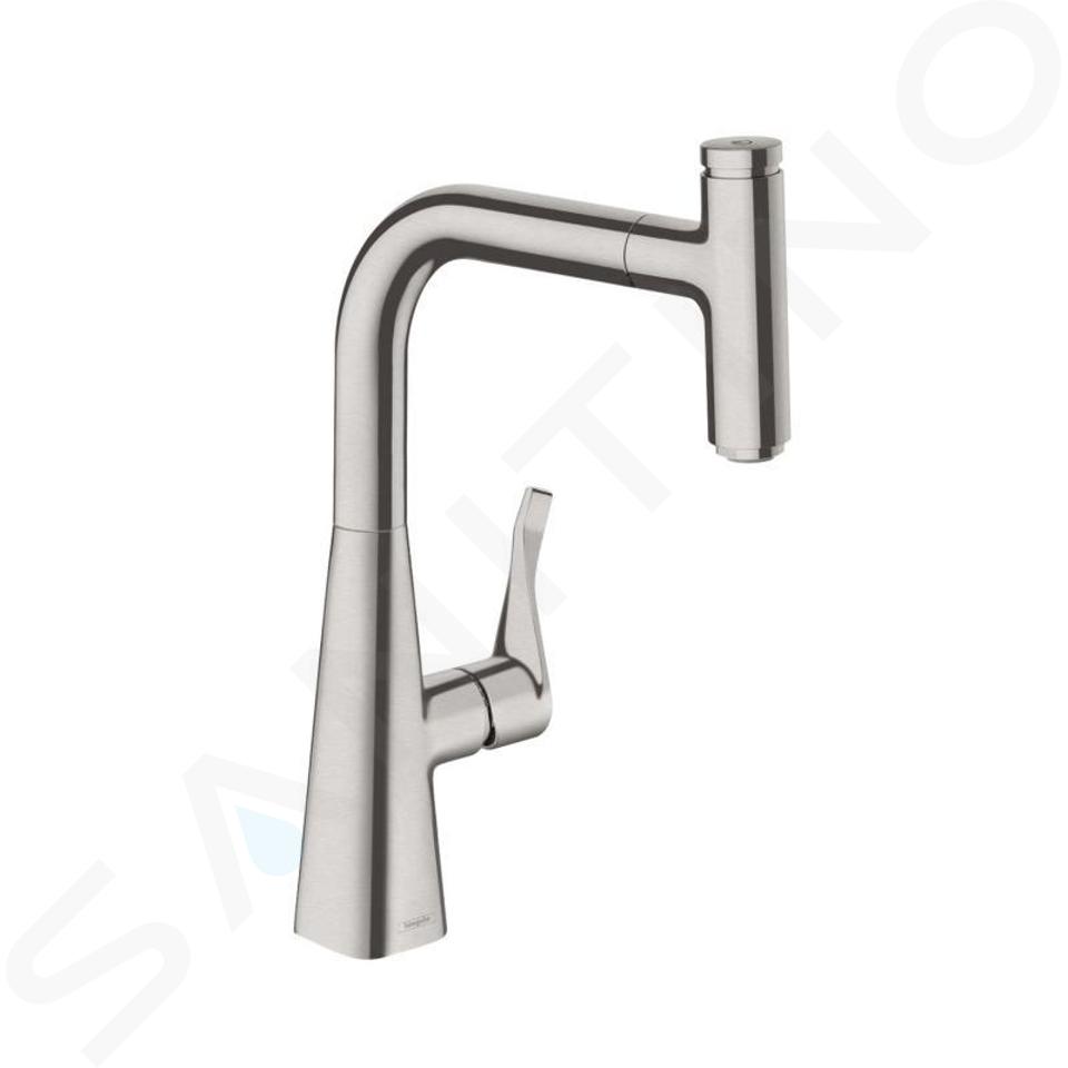 Hansgrohe Metris Select - Miscelatore monocomando 240 per lavello con erogatore estraibile, simil inox 14857800