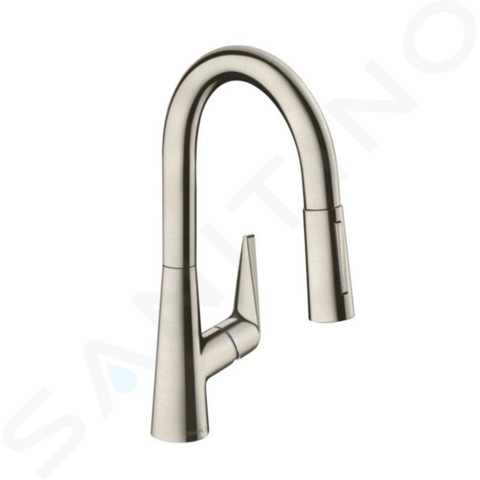 Hansgrohe Talis M51 - Grifo monomando de fregadero 160 con ducha extraíble, aspecto de acero inoxidable 72815800