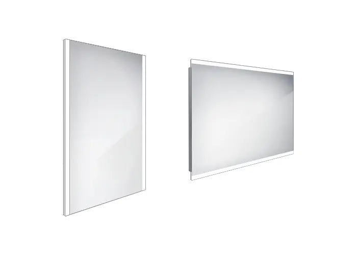 Nimco - Miroir de salle de bains LED 50x70 cm, carré, aluminium ZP 11001