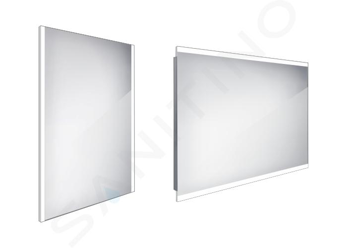 Nimco Miroirs - Miroir avec éclairage LED, 60x80 cm, carré, aluminium ZP 11002