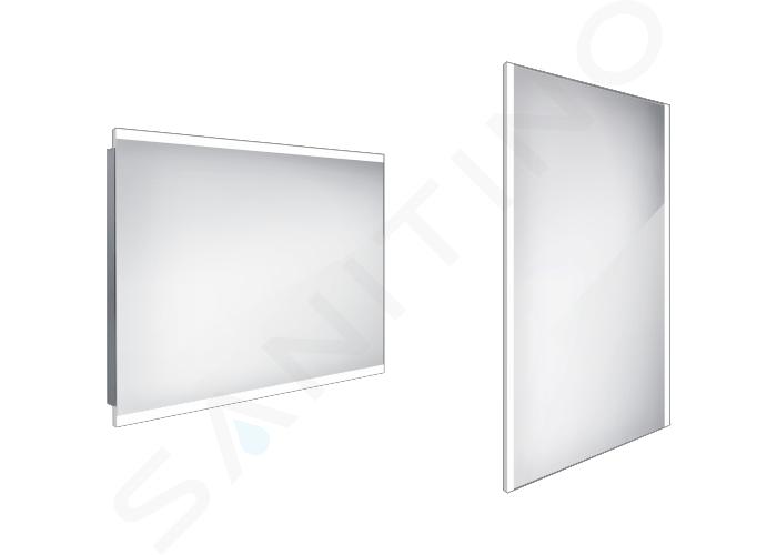 Nimco Zrcadla - Koupelnové podsvícené LED zrcadlo 100x70 cm, hranaté, aluminium ZP 12004