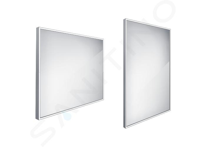 Nimco Spiegels - Spiegel met LED-verlichting 80x70 cm, vierkant, aluminium ZP 13003