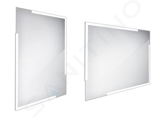 Nimco Miroirs - Miroir avec éclairage LED, 60x80 cm, carré, aluminium ZP 14002