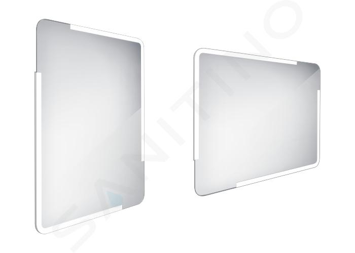 Nimco Specchi - Specchio con illuminazione LED, 600x800 mm, arrotondato, alluminio ZP 15002