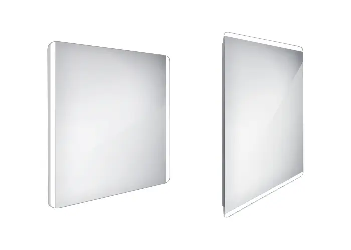 Levně Nimco Zrcadla - Koupelnové podsvícené LED zrcadlo 80x70 cm, zaoblené, aluminium ZP 17003