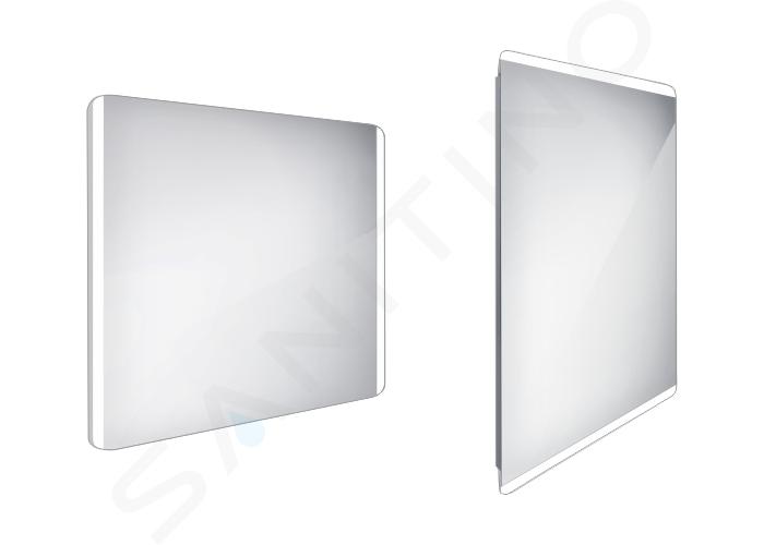 Nimco Zrcadla - Koupelnové podsvícené LED zrcadlo 900 x 700 mm, zaoblené, aluminium ZP 17019