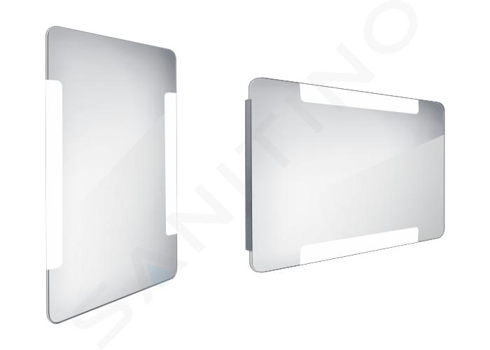 Nimco Miroirs - Miroir de salle de bain LED 50x80 cm, arrondi, aluminium ZP 18001